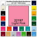 22"x22" Blank Solid Light Pink Imported 100% Cotton Bandanna